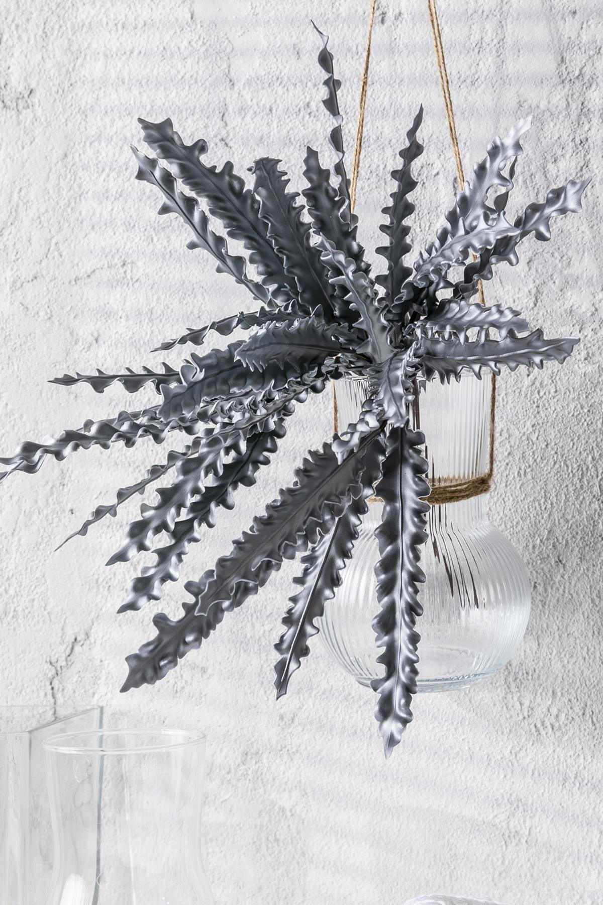 Dikey Dekor - yapay fujer demeti gri 40 cm 5 dal uv 3963 Toptan Yapay Fujer Demeti Gri 40 Cm 5 Dal (Uv) - Görsel 2