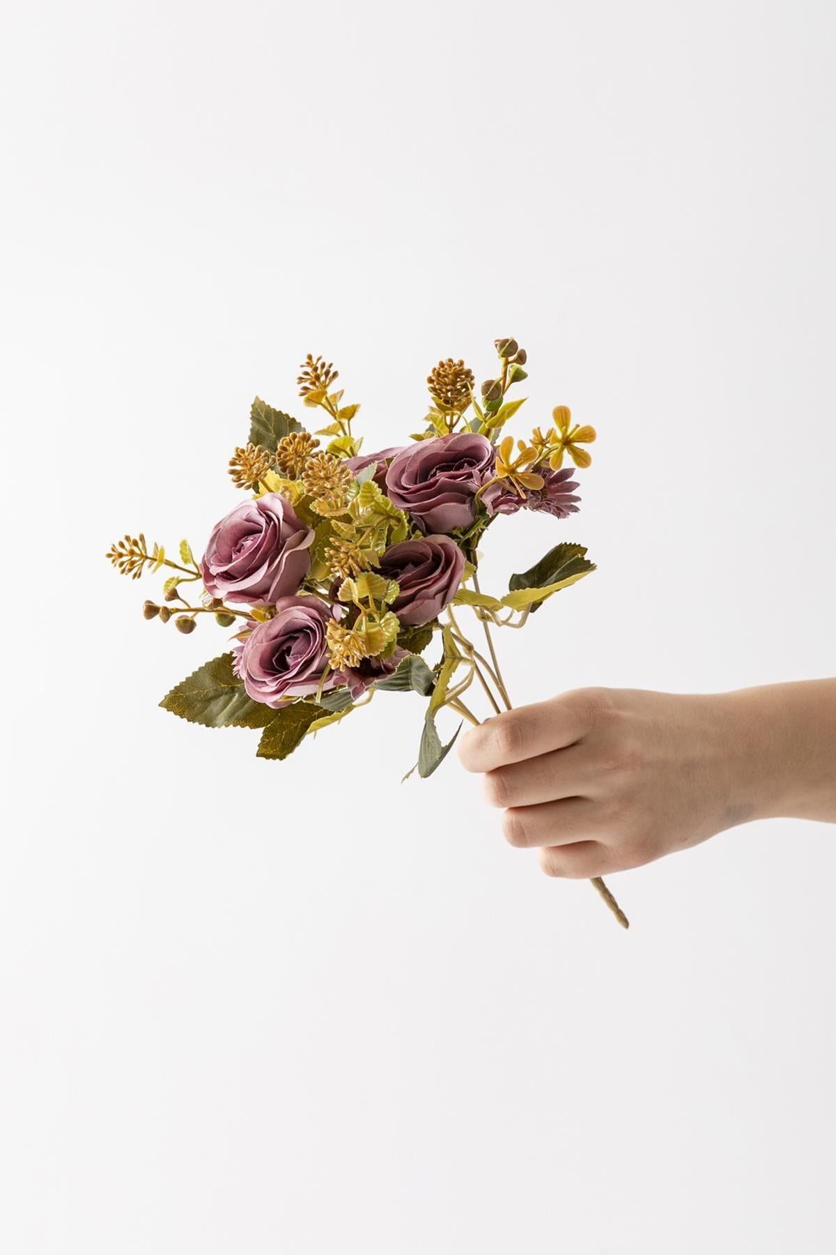 Dikey Dekor - yapay gul demeti 30 cm 6 dal mor 4677 Toptan Yapay Gül Demeti 30 Cm 6 Dal Mor - Görsel 3