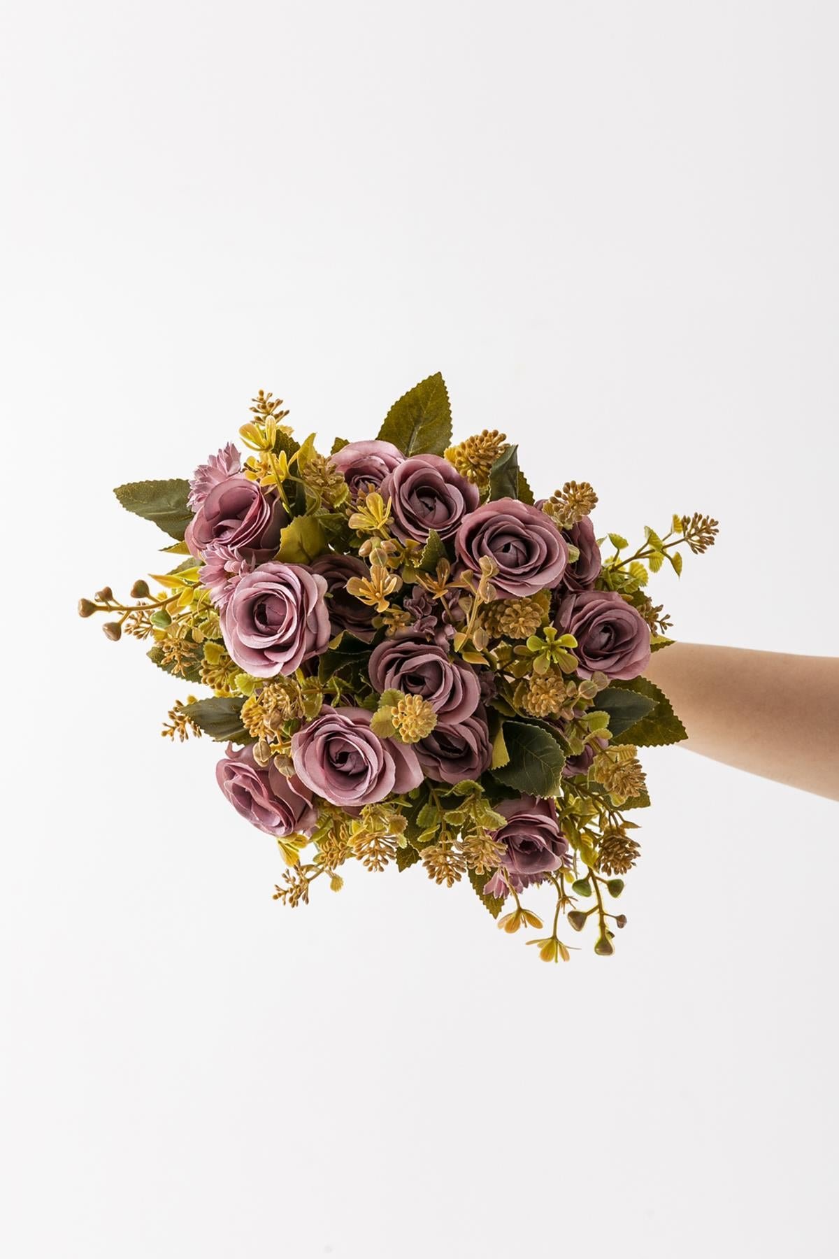 Dikey Dekor - yapay gul demeti 30 cm 6 dal mor 4678 Toptan Yapay Gül Demeti 30 Cm 6 Dal Mor - Görsel 4