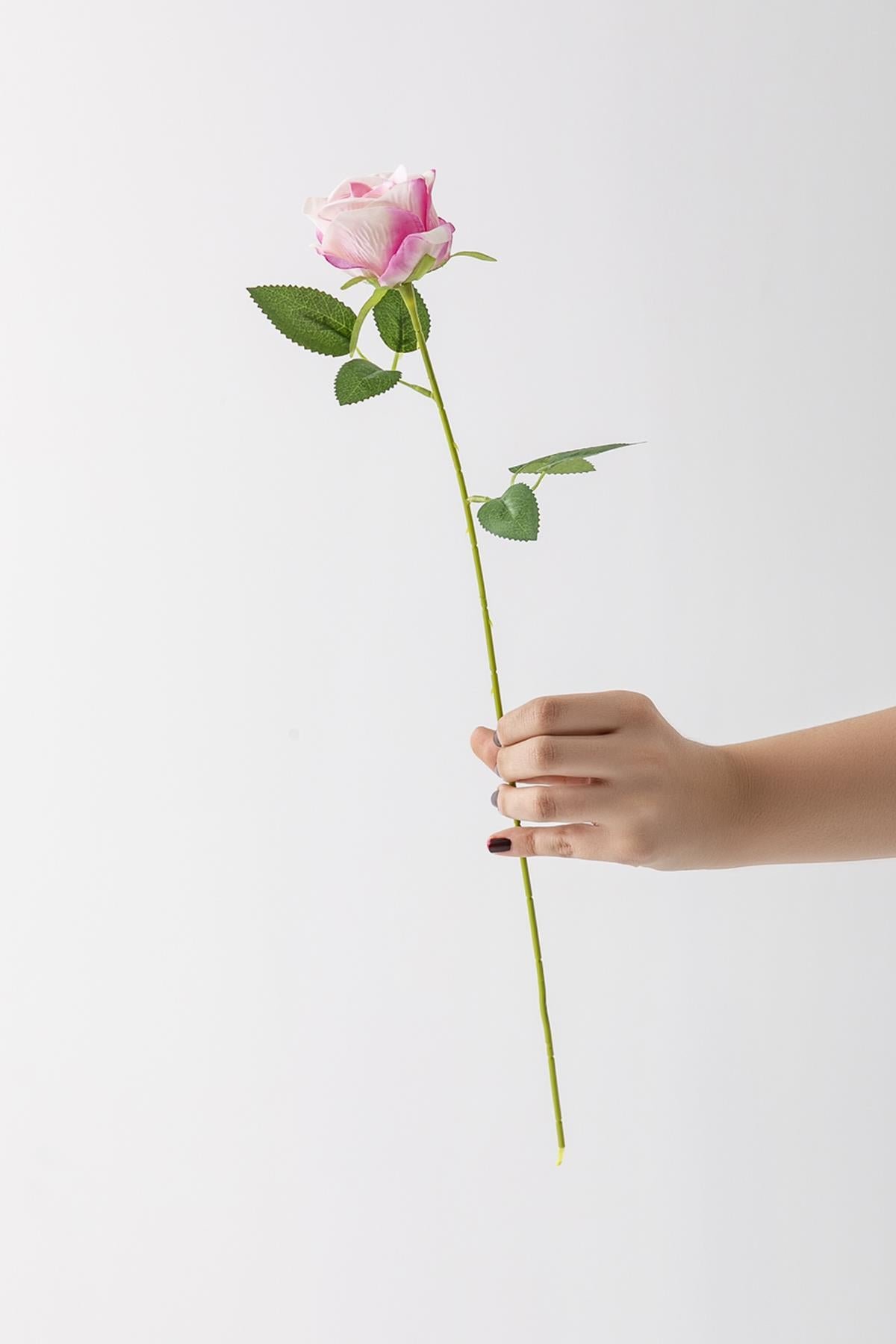 Dikey Dekor - yapay kadife gul tek dal pembe 50 cm 5763 Toptan Yapay Kadife Gül Tek Dal Pembe 50 Cm - Görsel 2