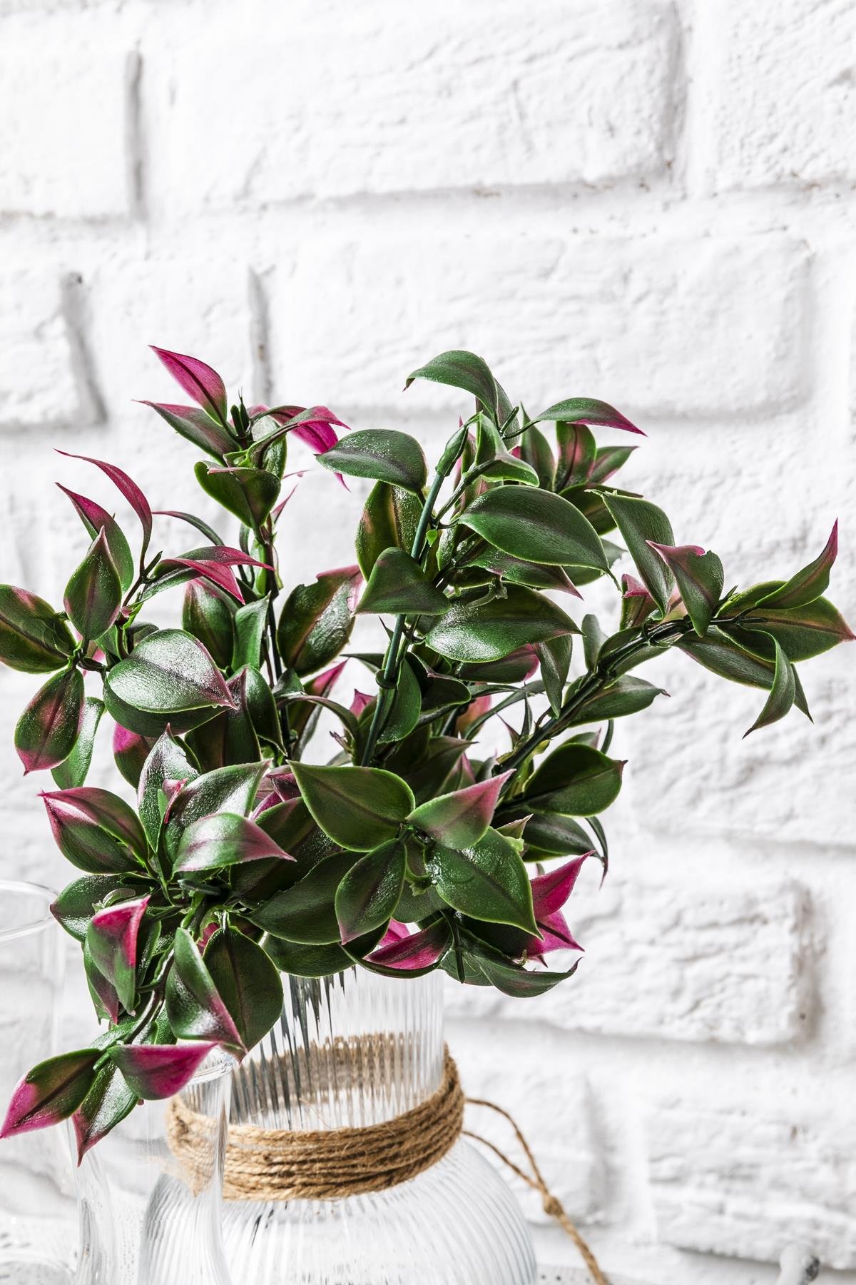 Dikey Dekor - yapay limon yapragi demeti yesil pembe 30 cm 7 dal uv 4084 Toptan Yapay Limon Yaprağı Demeti Yeşil Pembe 30 Cm 7 Dal (Uv) - Görsel 2