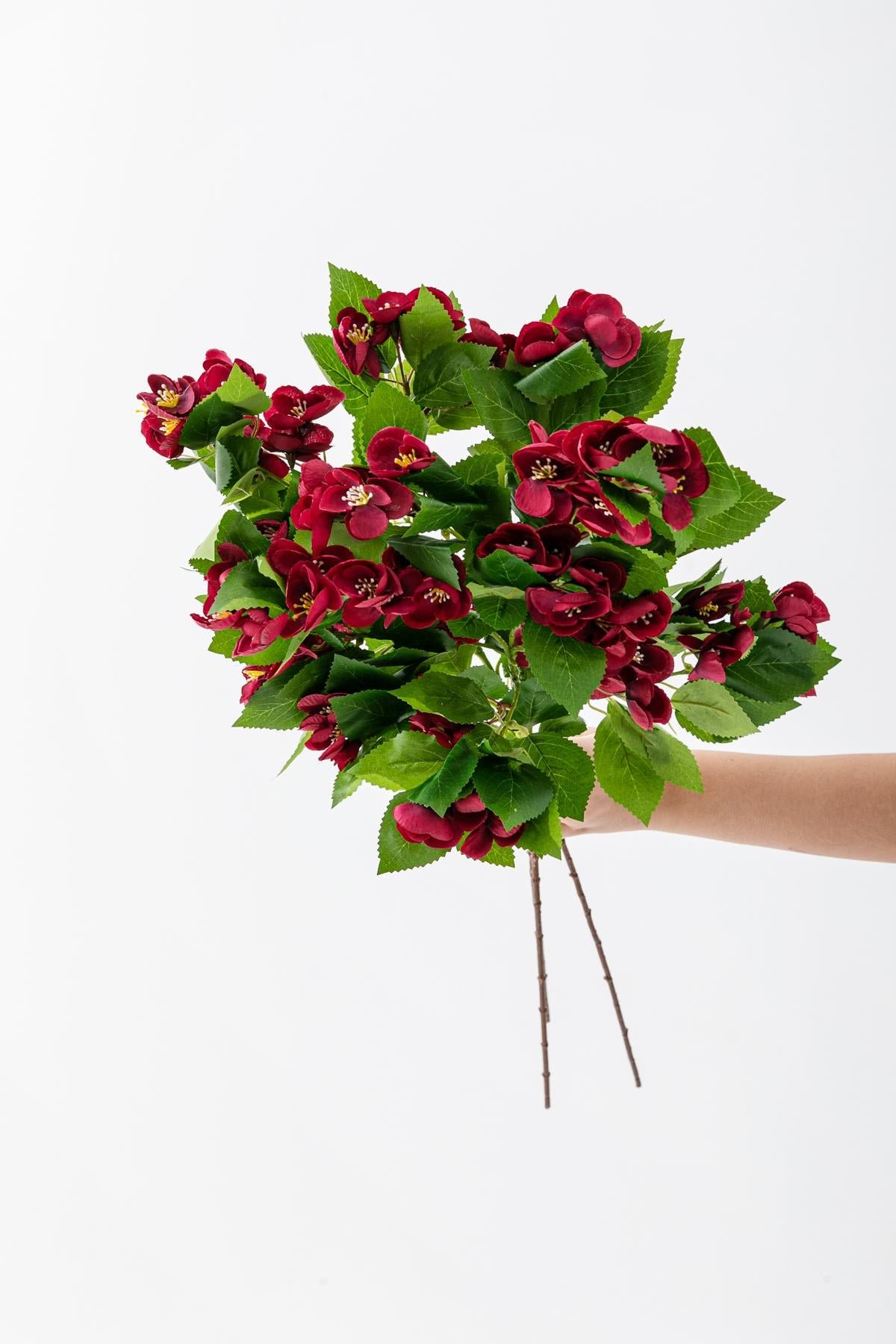 Dikey Dekor - yapay lux menekse dali bordo 80 cm 5 yaprak 7814 Toptan Yapay Lux Menekşe Dalı Bordo 80 cm 5 Yaprak - Görsel 2