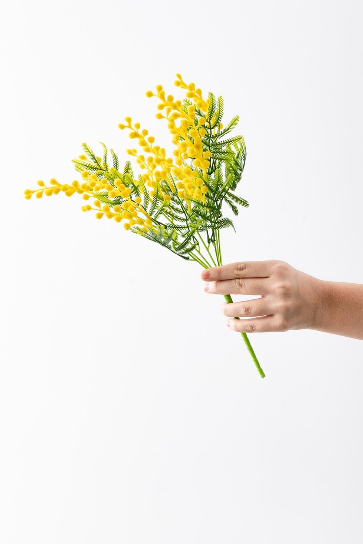 Dikey Dekor - yapay mimoza cicegi sari 40 cm 7 dal 7515 Toptan Yapay Mimoza Çiçeği Sarı 40 Cm 7 Dal - Görsel 3