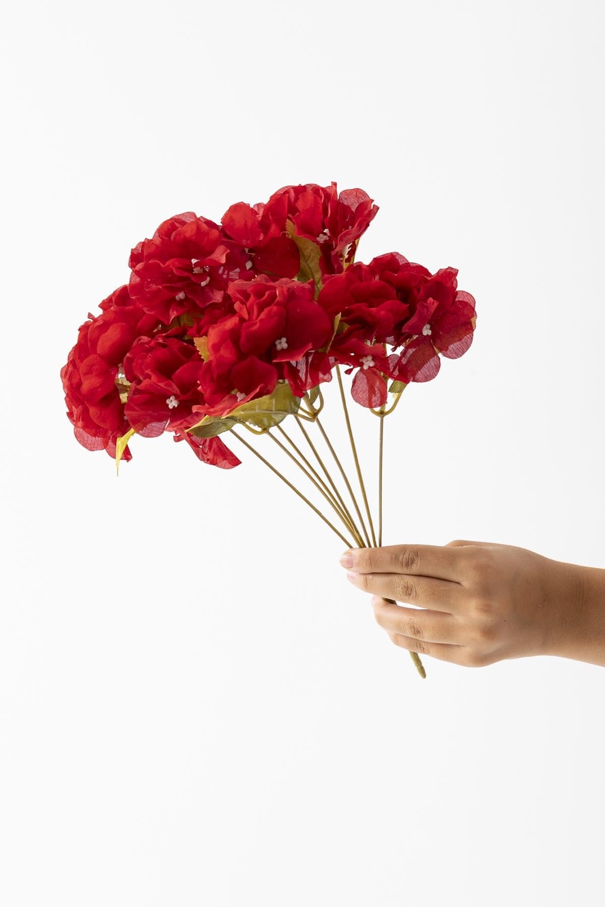 Dikey Dekor - yapay ortanca cicegi 35 cm 7 dal kirmizi 5907 Toptan Yapay Ortanca Çiçeği 35 Cm 7 Dal Kırmızı - Görsel 2