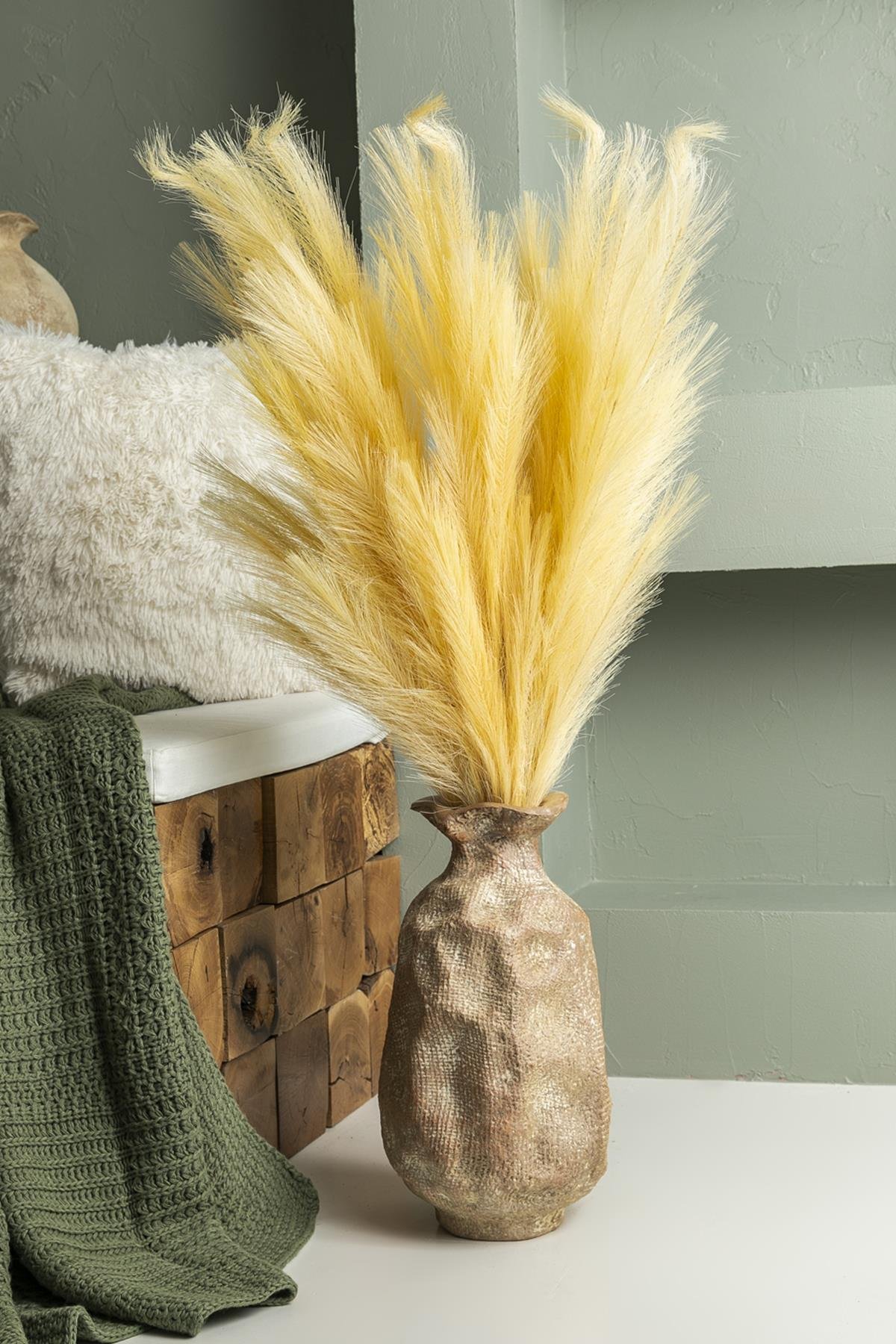 Dikey Dekor - yapay pampas 100 cm tek dal sari 5 li 4585 Toptan Yapay Pampas 100 Cm Tek Dal Sarı 5'li - Görsel 2