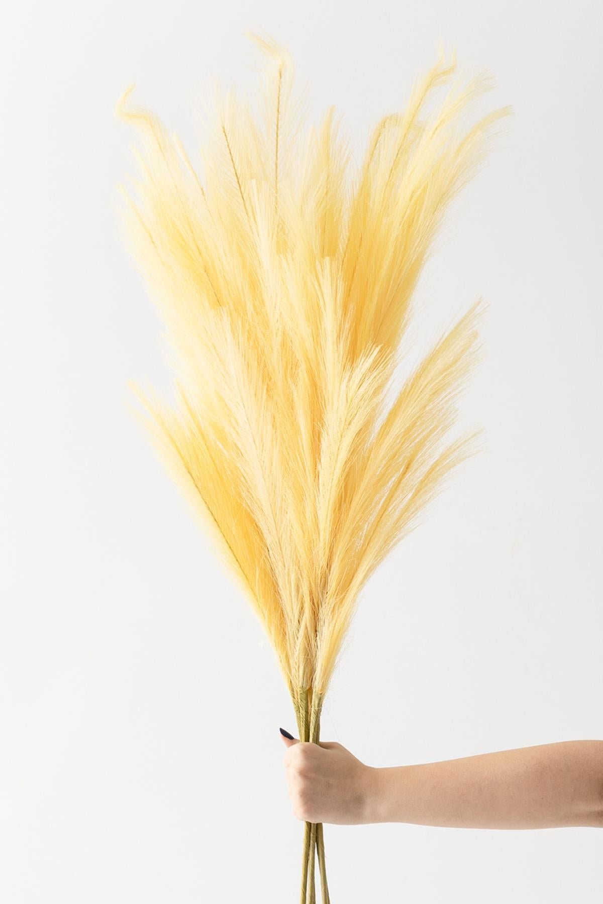 Dikey Dekor - yapay pampas 100 cm tek dal sari 5 li 4586 Toptan Yapay Pampas 100 Cm Tek Dal Sarı 5'li - Görsel 3