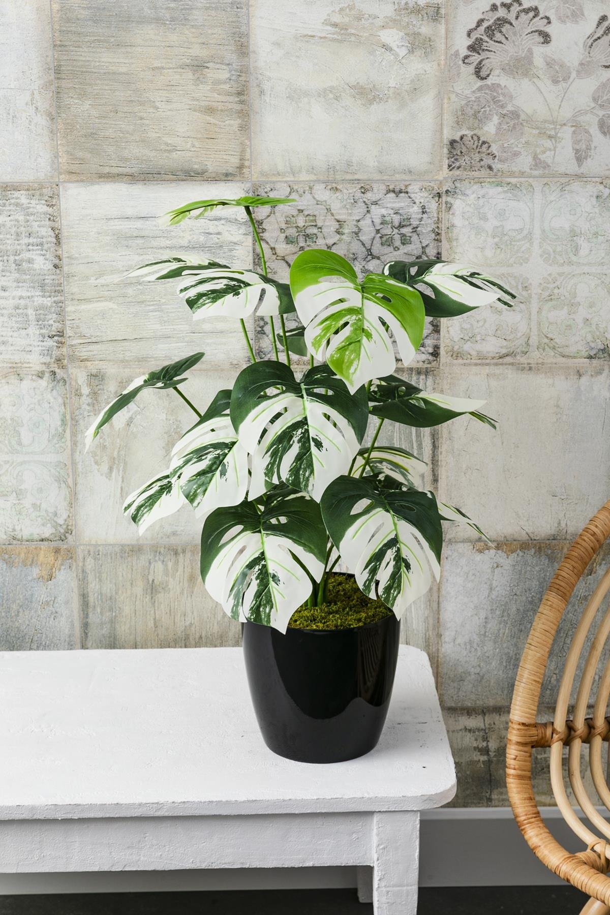 Dikey Dekor - yapay salon kose cicegi devetabani beyaz 65 cm 4933 Toptan Yapay Salon Köşe Çiçeği Devetabanı Beyaz 65 Cm - Görsel 2