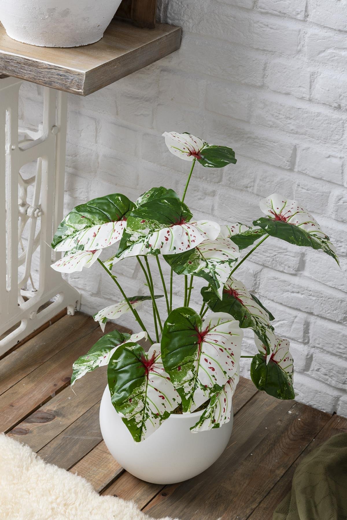 Dikey Dekor - yapay salon kose cicegi devetabani yesil pembe 65 cm kure saksi 5061 Toptan Yapay Salon Köşe Çiçeği Devetabanı Yeşil Pembe 65 Cm Küre Saksı - Görsel 2