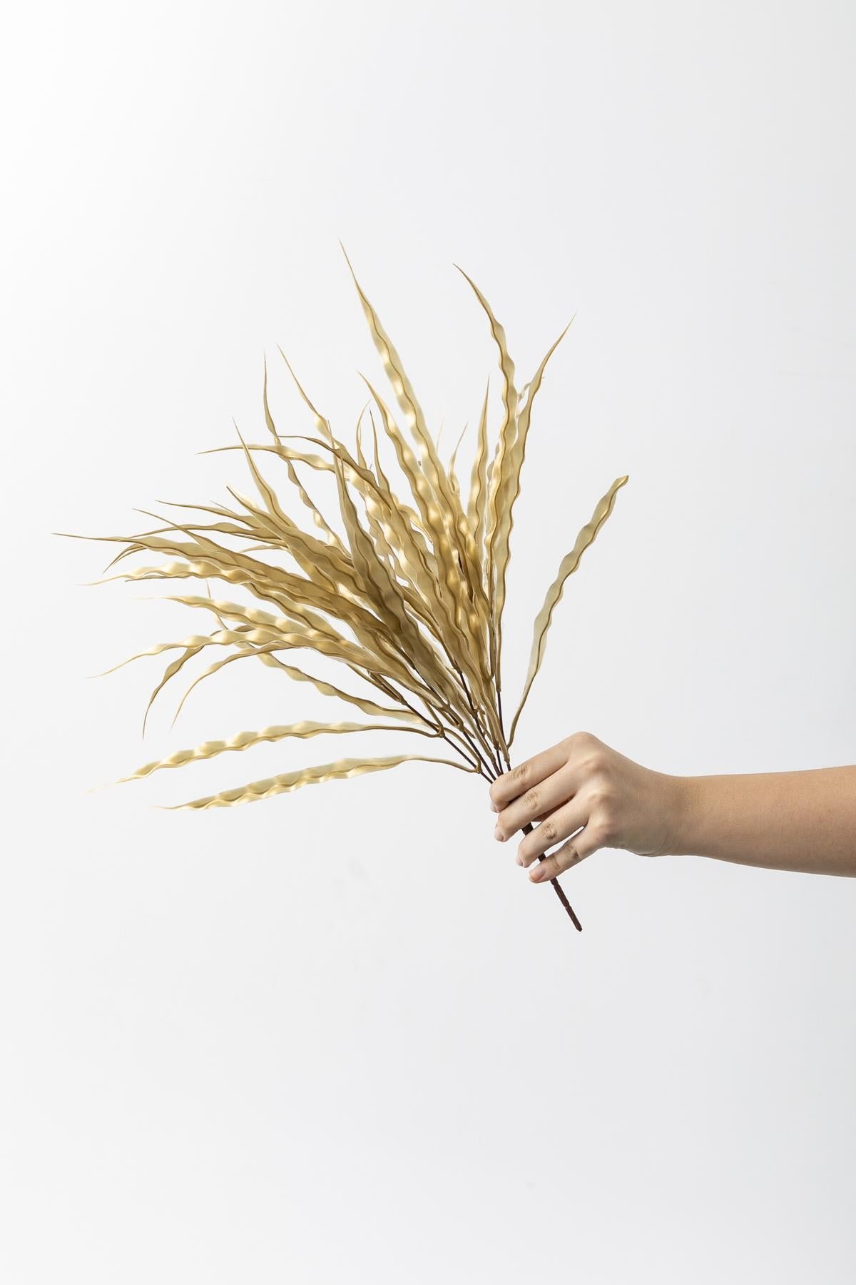 Dikey Dekor - yapay saz demeti gold 50 cm 7 dal uv 4185 Toptan Yapay Saz Demeti Gold 50 Cm 7 Dal (Uv) - Görsel 3