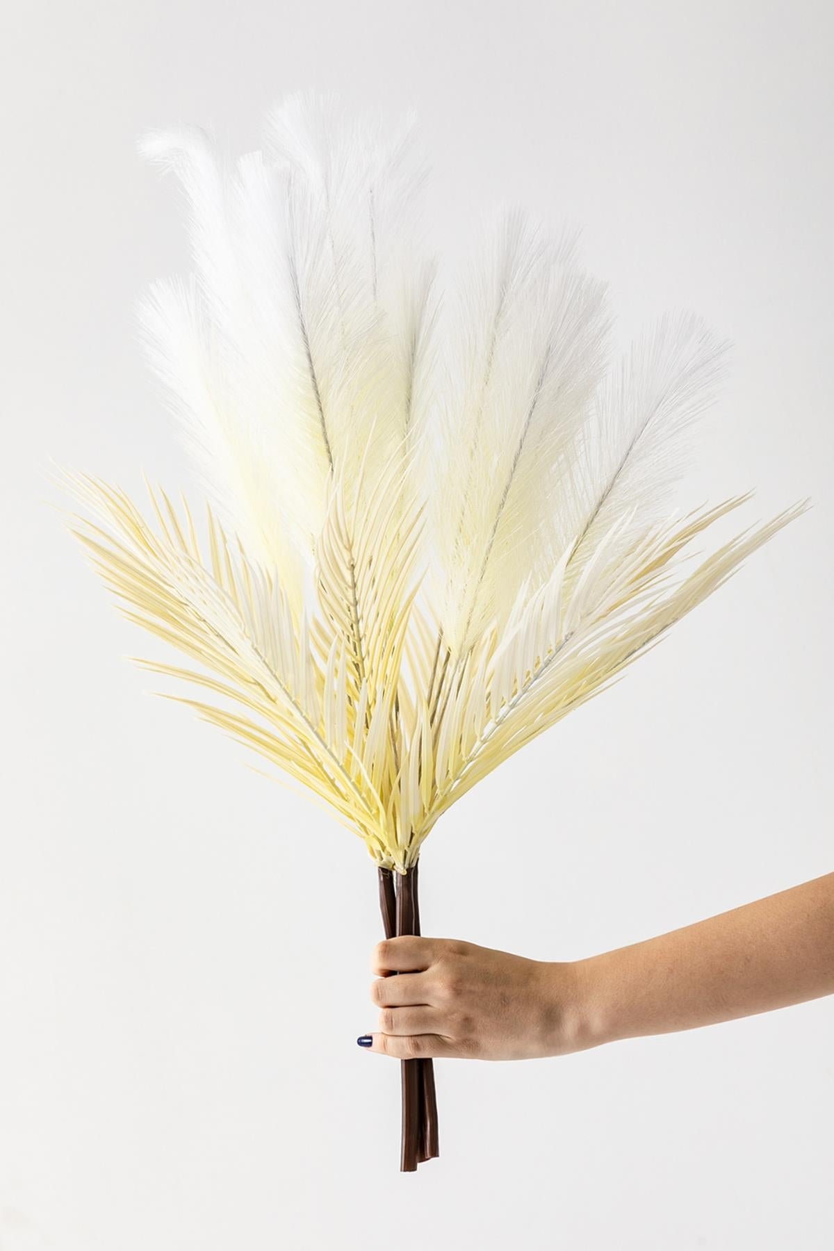 Dikey Dekor - yapay tuylu palmiye yapragi 75 cm 8 dal beyaz 4592 Toptan Yapay Tüylü Palmiye Yaprağı 75 Cm 8 Dal Beyaz - Görsel 4