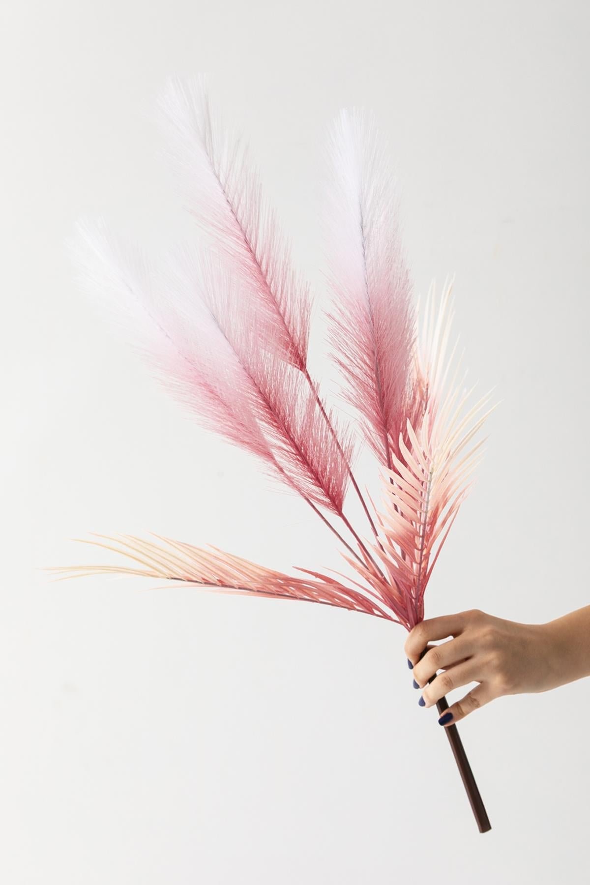 Dikey Dekor - yapay tuylu palmiye yapragi 75 cm 8 dal pembe 4602 Toptan Yapay Tüylü Palmiye Yaprağı 75 Cm 8 Dal Pembe - Görsel 4