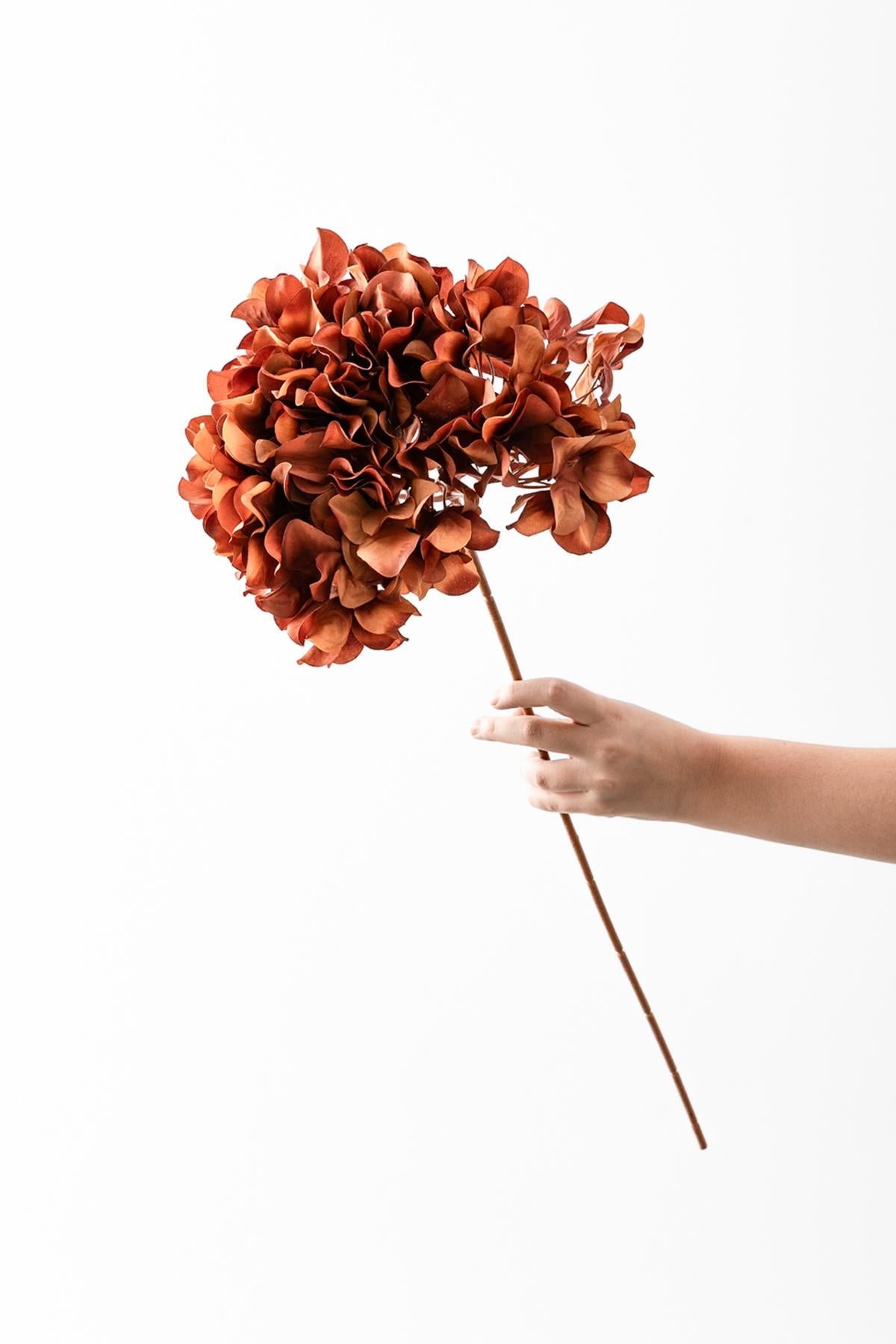 Dikey Dekor - yapay vazo cicegi ortanca 75 cm 5 dal koyu turuncu 7473 Toptan Yapay Vazo Çiçeği Ortanca 75 Cm 5 Dal Koyu Turuncu - Görsel 4