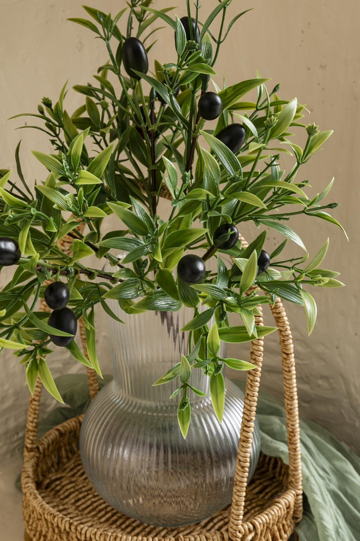 Dikey Dekor - yapay zeytin demeti yesil 35 cm 5 dal 6413 Toptan Yapay Zeytin Demeti Yeşil 35 Cm 5 Dal - Görsel 2